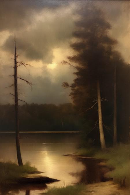 01168-2973428207-_lora_Worthington Whittredge Style_1_Worthington Whittredge Style - a 19th century tonalist oil painting of a forest and lake an.png